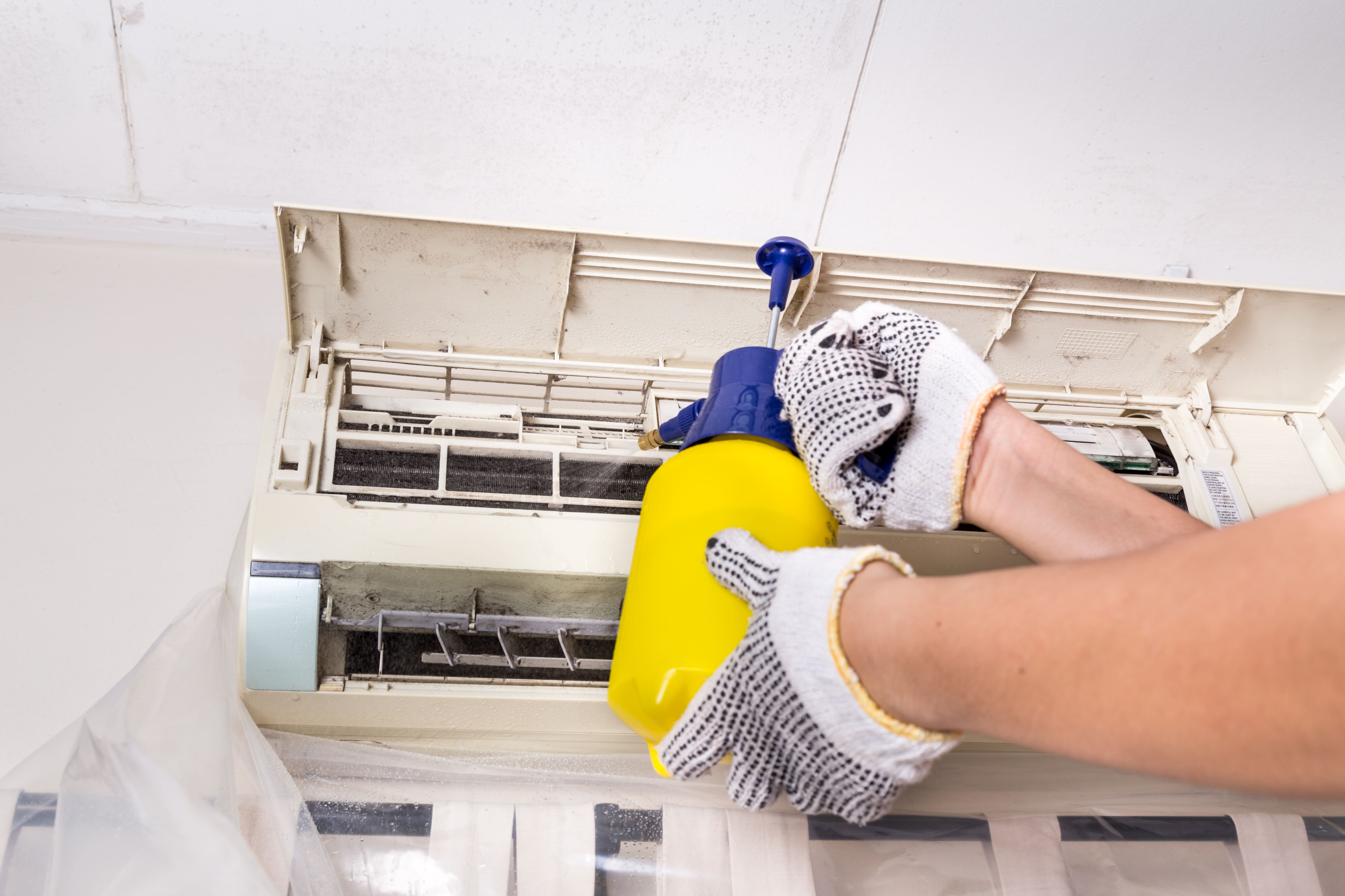 AC coil cleaning at a customer home
